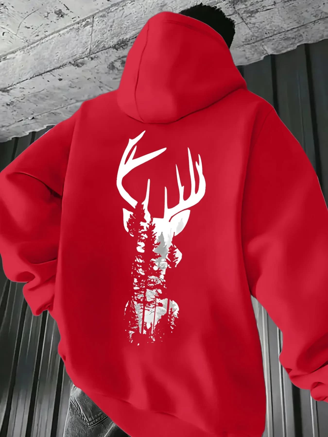 Men's casual printed sweatshirt with crew neck and hood unisex style suitable for everyday wear