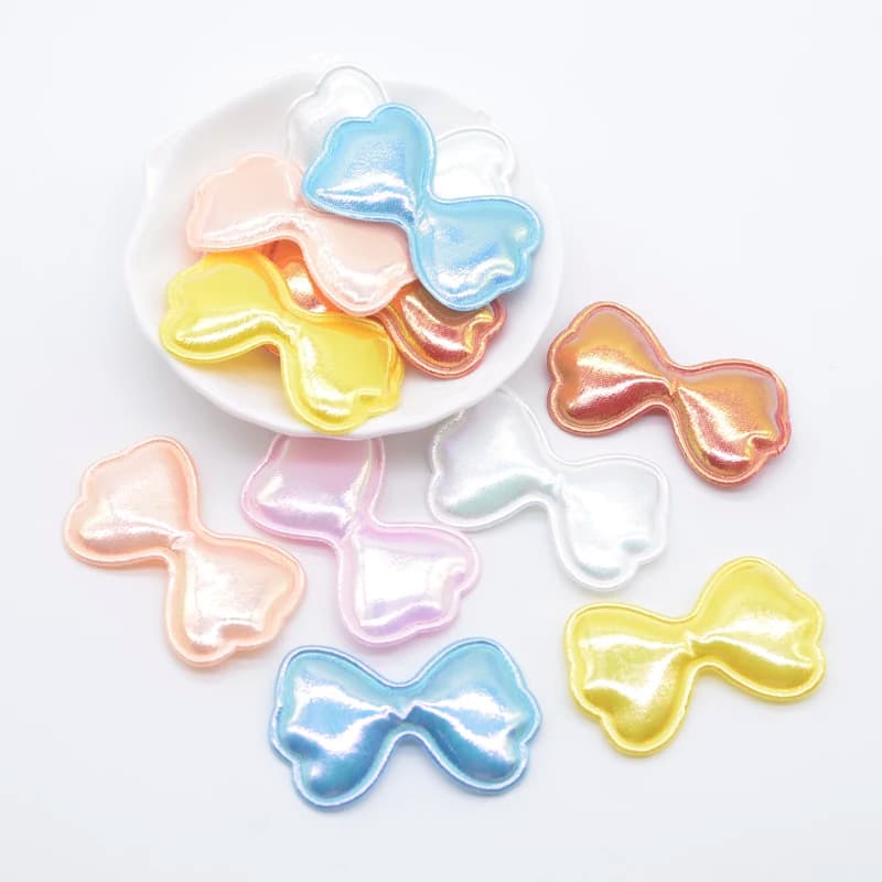 50Pcs 45*28mm Kawaii Padded Bow Applique for DIY Baby Headwear Hair Clips Decor Accessories Girl Clothes Hat Sewing Patches