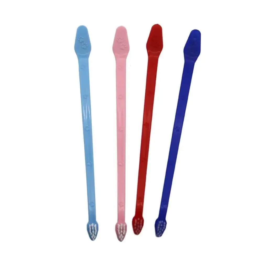 Nuovo spazzolino da denti per cani Dente di gatto a doppia testa Strumento di pulizia multi-angolo Massaggio Cura Spazzolino da dito per cani Gatti Forniture per animali domestici