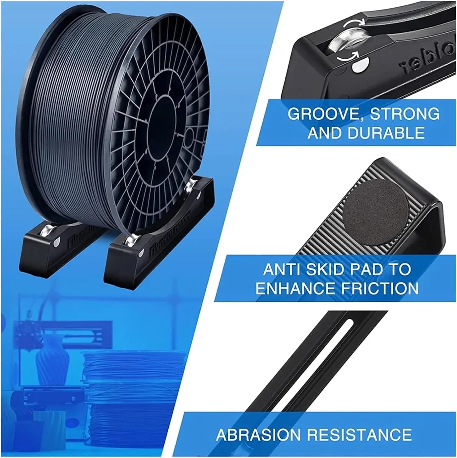 3D Printer Filament Coil Support with ABS PLA PETG 3D Printing Material Rack Consumable Shelves Supplies Tray for Fixed Seat