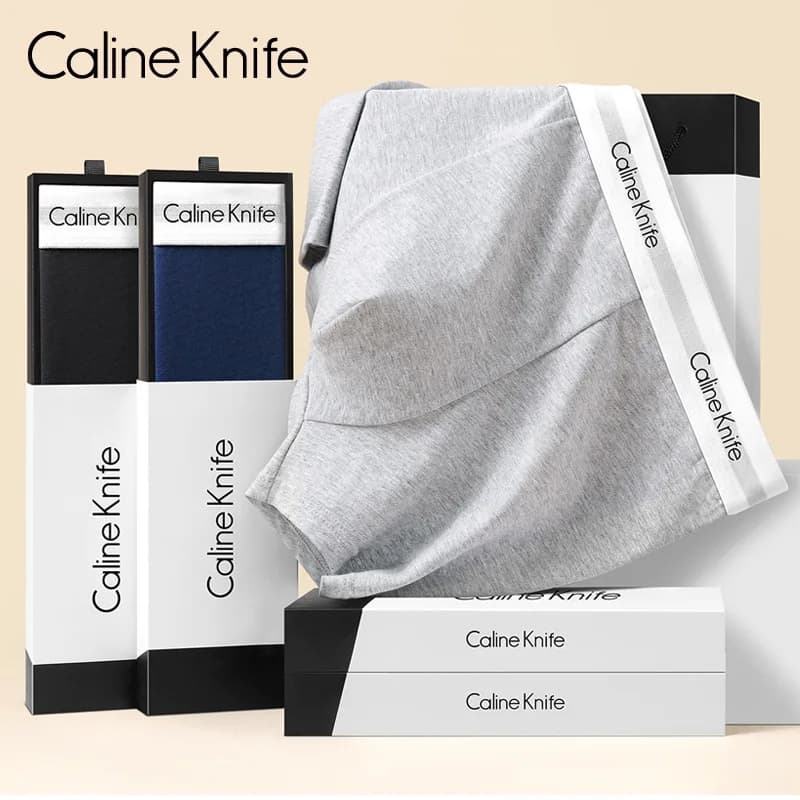 Caline Knife Men's Boxer Underwear Sports Gift Cotton Mid-Waist Underpants Shorts 7A Antibacterial Breathable Dongguan 2025
