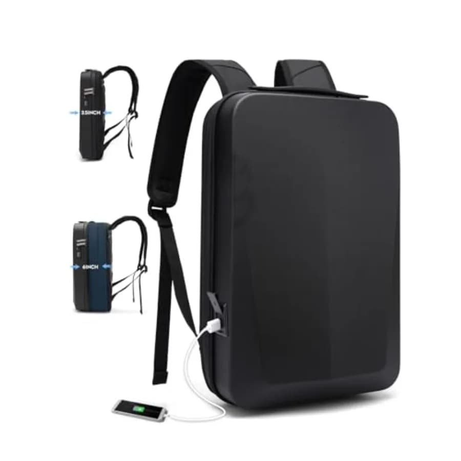 Zaino antifurto per laptop, guscio rigido espandibile, zaino da pendolare, adatto a laptop da 15,6 pollici, per uomo e donna