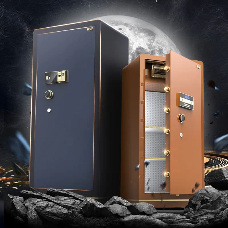 Cassaforte grande a doppia porta con diverse specifiche, allarme elettronico con password e impronta digitale, armadio antifurto in acciaio.