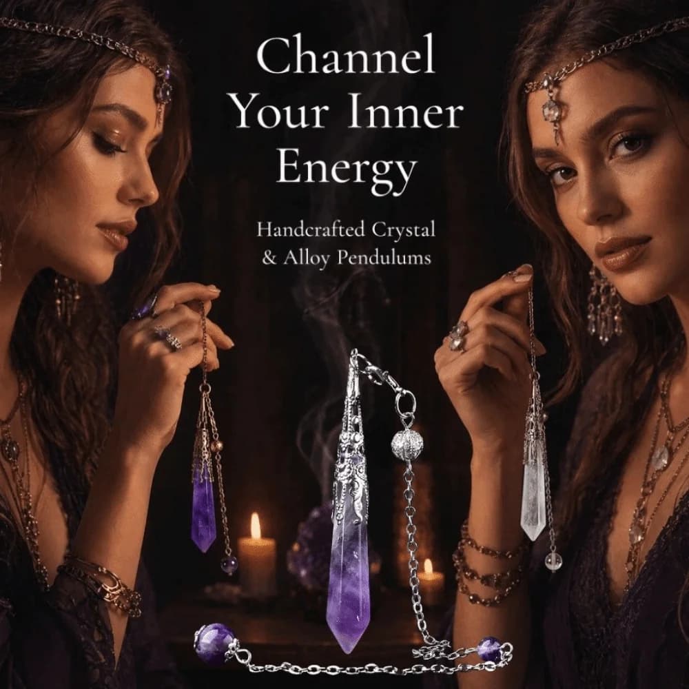 Hexagon Cone Natural Crystal Pendulums Energy Pointed Meditation Amethysts Pendulum Spiritual Dowsing Witch Spiritual Pendulos