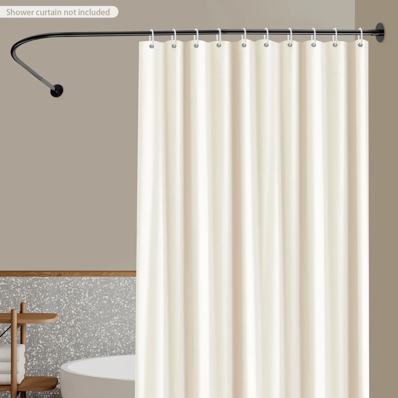 72-95x90-130cm Adjustable Stainless Steel Shower Curtain Rod Shower Rod L Shape Curtain, Shower Curtain Angle Rod ,for Bathroom Bathtub (Black)