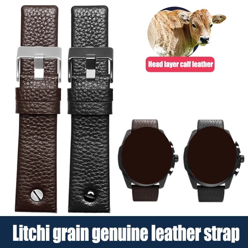 Genuine Leather Watchband 24mm 26mm 28mm 30mm Bacelet For Diesel DZ7371 DZ7257 DZ7348/4323/1657/4318 Men Watch Strap Accessorie