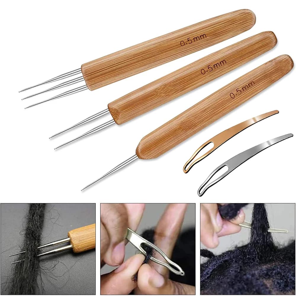 5/3PCS Dreadlock Crochet Hook Tool Kit Braid Hair Dreadlocks Needle Weaving Crochet DIY Braid Hair Weaving Tool Braid Craft Knit