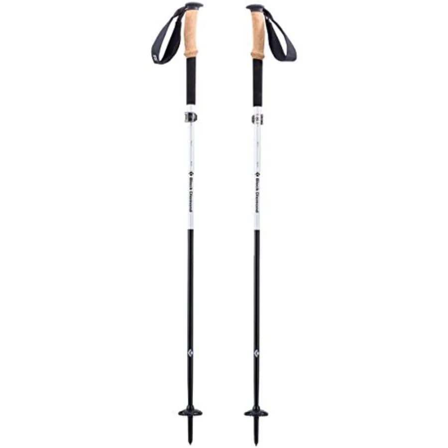 Alpine FLZ Trekking Poles for outdoor hiking, aluminum alloy, pearl black, adjustable 120-140 cm with ergonomic grips and carbi