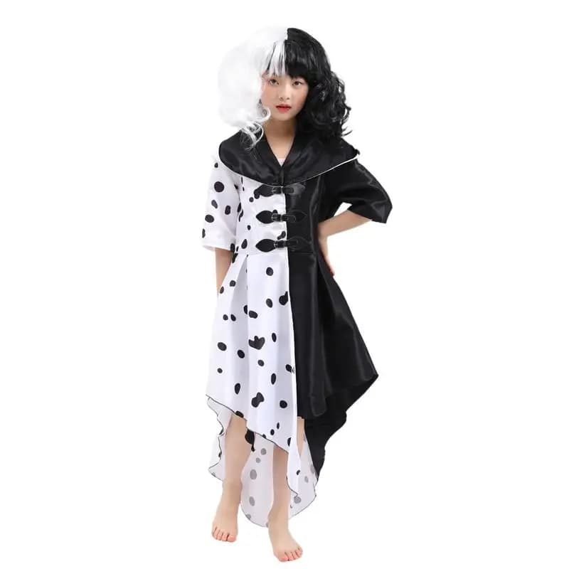 Stage Performance Black And White Spot Dress Women's Costume Halloween 101 Dalmatians Cuila Outfit Ladies Fashion