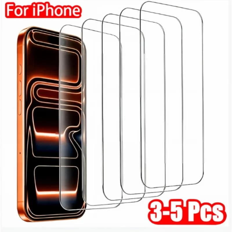 1-5 Pieces Tempered Glass for iPhone 17 16 15 14 13 12 11 Pro Max XR 12Mini 13Mini 6 7 8 14 Plus SE XS XR Glass Screen Protector