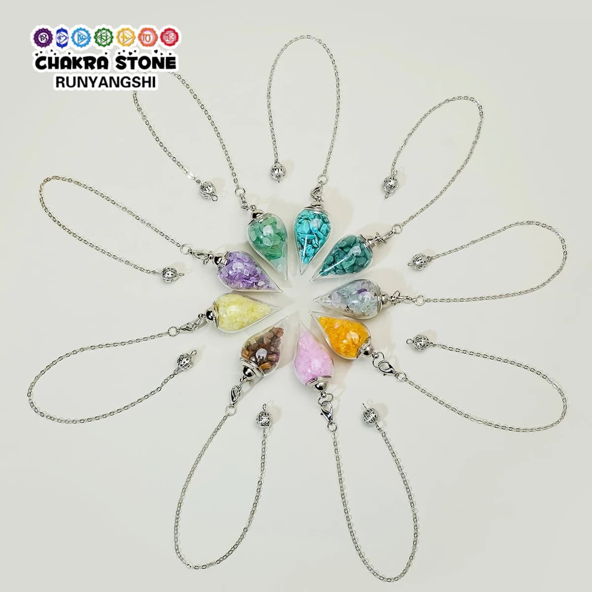 1PC Natural Crystal Chips Pendulum Pendant, Portable Wish Bottle, Home Decoration, Holiday Gift