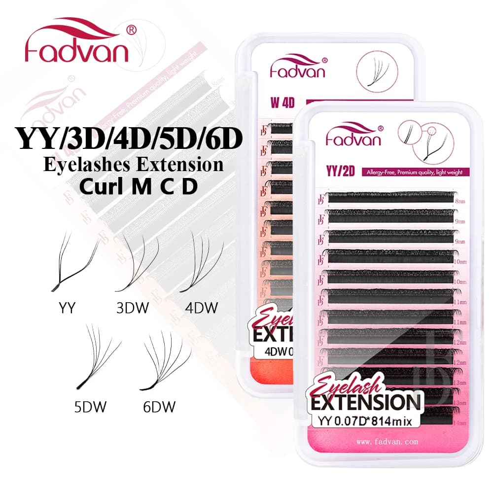 FADVAN YY/3D/4D/5D/6D W Shape Eyelash M/C/D Curl Premade Volume Fan Faux mink eyelashes Brazilian volume YY soft natural eyelashes