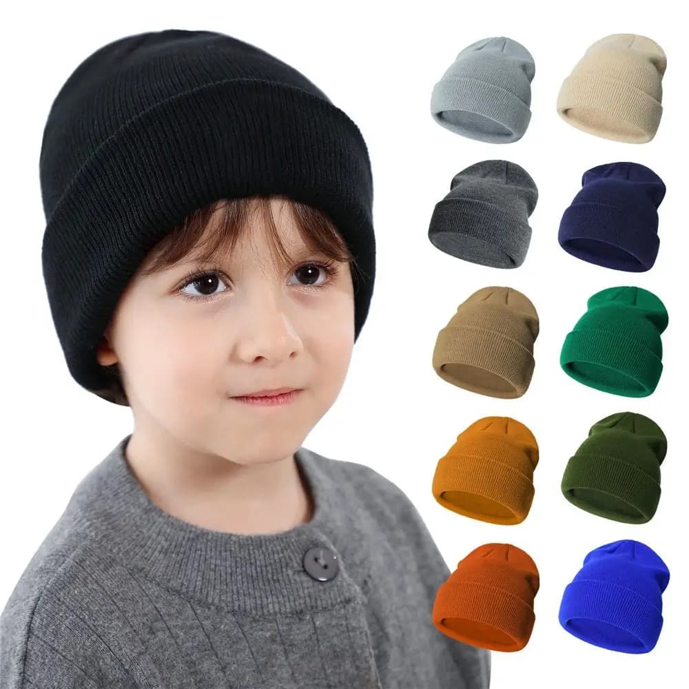 2-6 years winter hat for kids Trendy Solid Soft Knit Warm Beanies Baby Beanie Hat for boys and girls