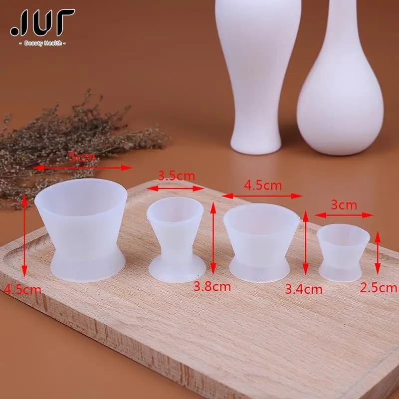 4 pcs/set Dental Lab Silicone Self-solidation Mixing Cups Dentist Dental Medical Rubber Mixing Equipment Hot Sale Bowl