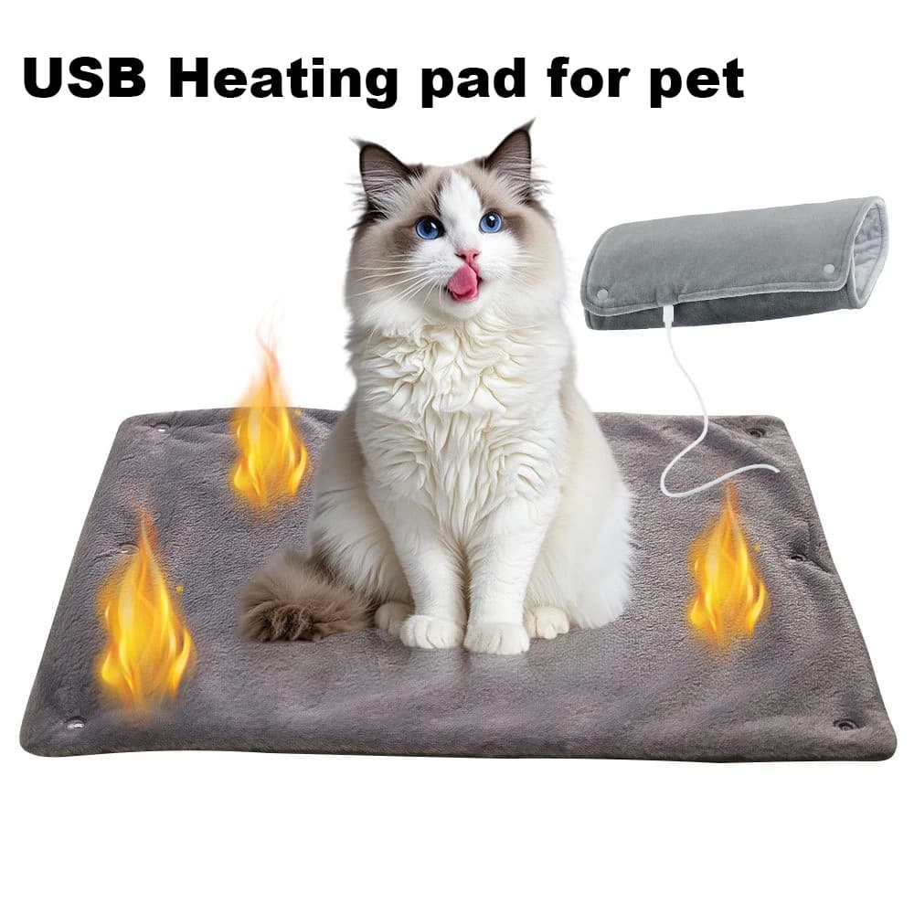 Winter Pet Heating Blanket USB Warm Cat Dog Mattress Indoor Heating Pad - Soft Cozy Pet Supplies for Cold Weather Comfort