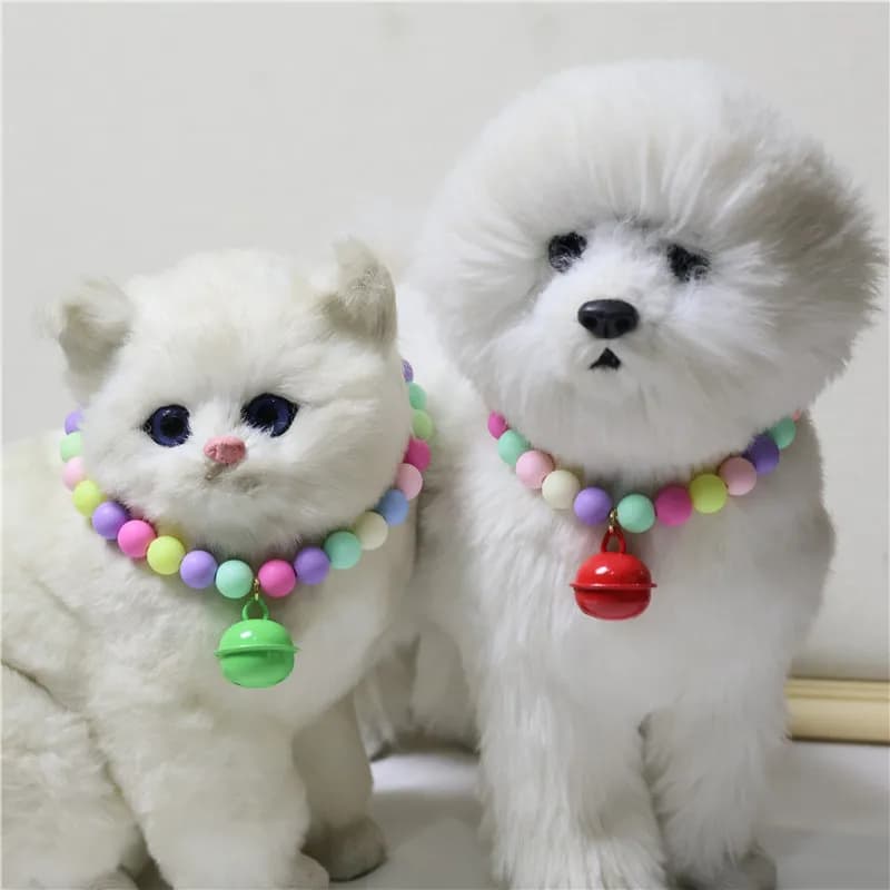Simpatico gatto cane animale domestico perla collana fatta a mano amore fiocco orsacchiotto ciondolo collare per gatti accessori per il collo dell'animale domestico