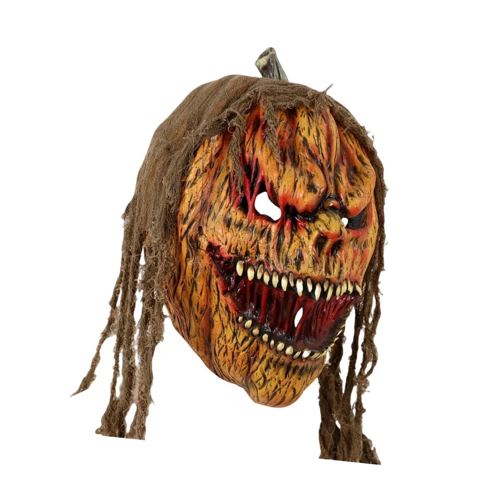 Maschera per la testa del viso di zucca di Halloween Dolcetto o scherzetto Costume cosplay spaventoso per giochi di ruolo Spettacoli teatrali Fotografia di festa in maschera