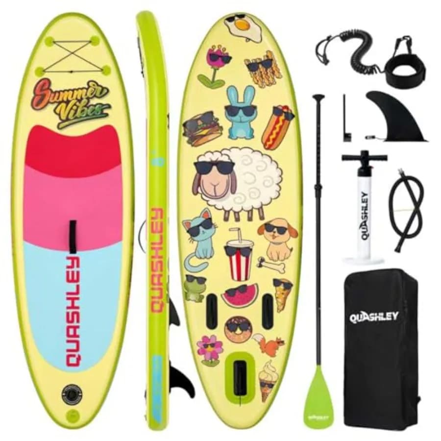 Inflatable Stand Up Paddle Board with Adjustable Paddle Pump Leash Backpack for Lake Ocean River Swimming Surfing Blue Red