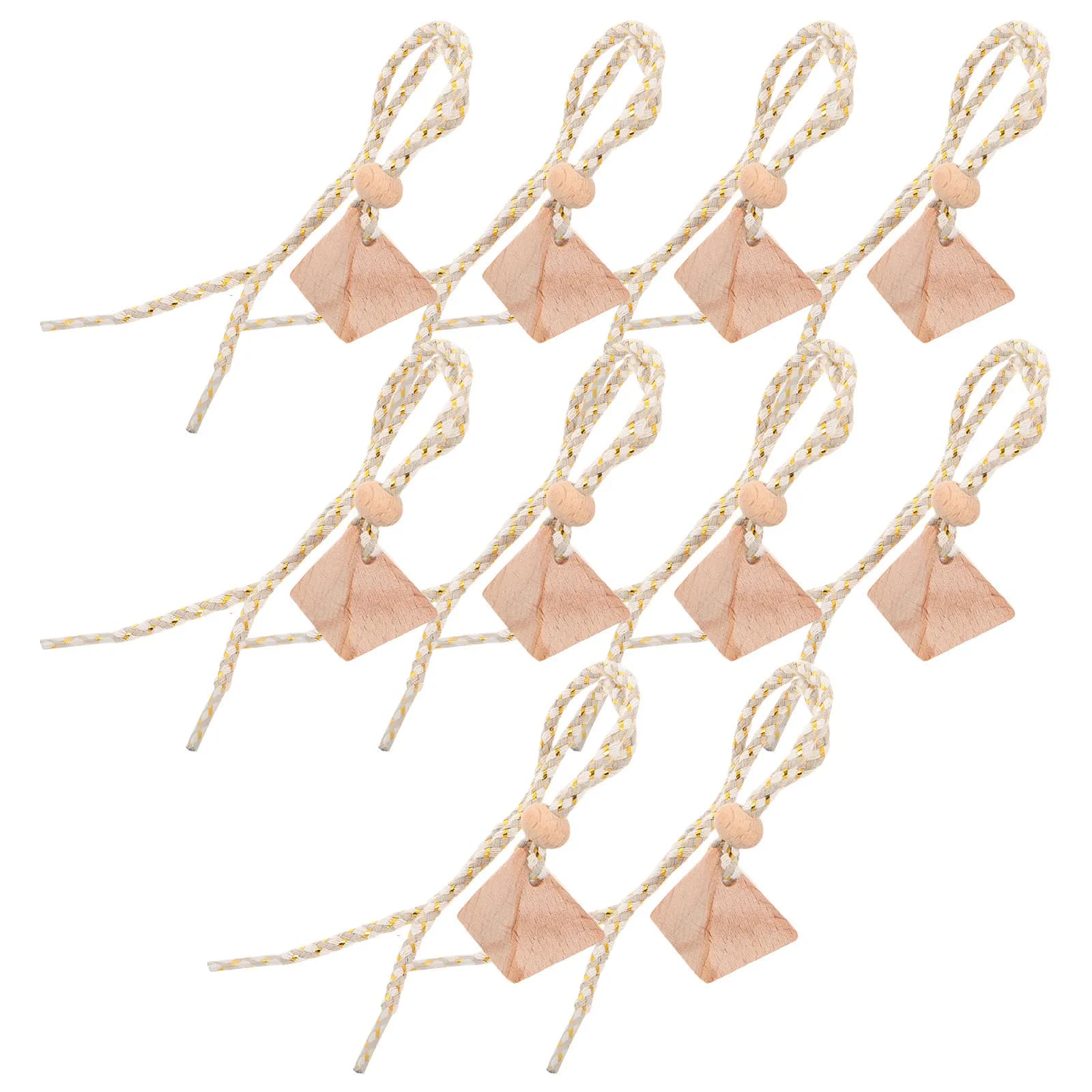 10Pcs Natural Beech Wood Triangle Caps for Car Perfume Bottles Essential Oil Diffuser Stoppers Hanging Aroma Fragrance Bottle