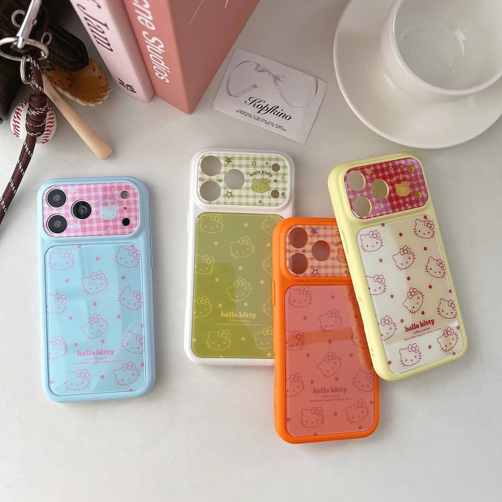 Fashion Cute Cartoon Sanrio Hello Kittty Polka dot Phone Case For iPhone 17 16 15 14 Pro Max Shockproof Hard Candy Color Cover