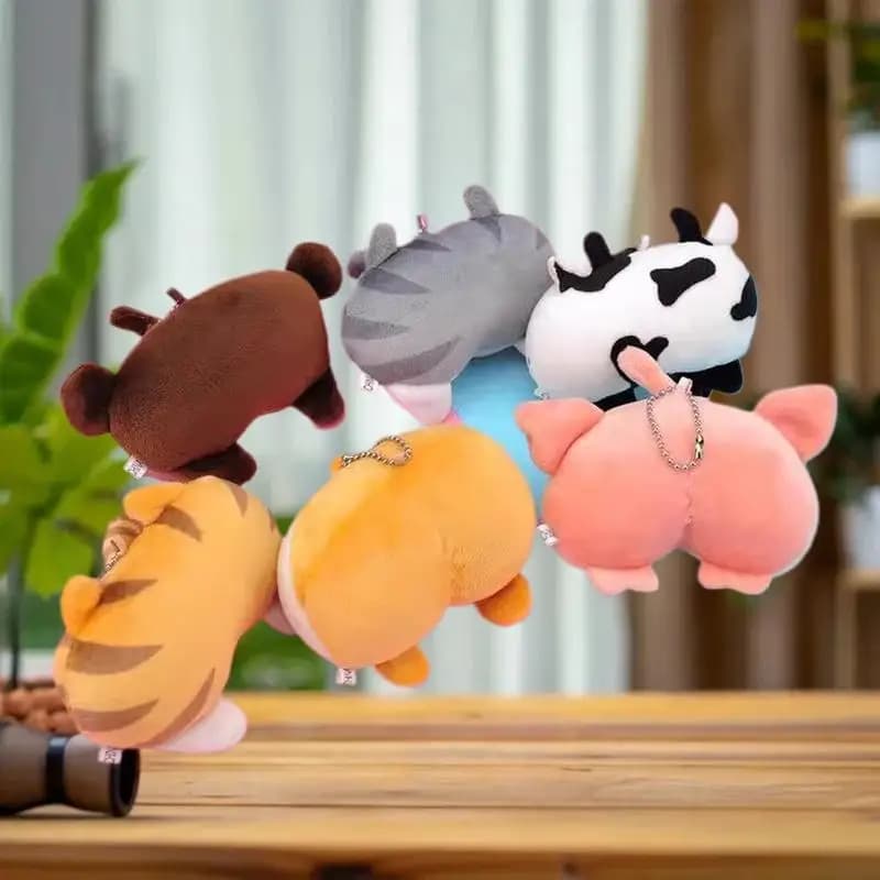 Cute Corgi Butt Keychain Soft Plush Car Keyring Holder Child Plush Toy Women Girl Bag Ornament Handbag Charms Wallet Purse Decor