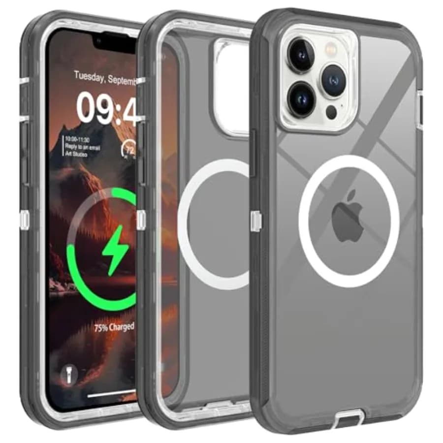 for iPhone 13 Pro Max and 12 Pro Max Case, Compatible with MagSafe, Dual Layer Magnetic Heavy Duty Shockproof Protective Phone