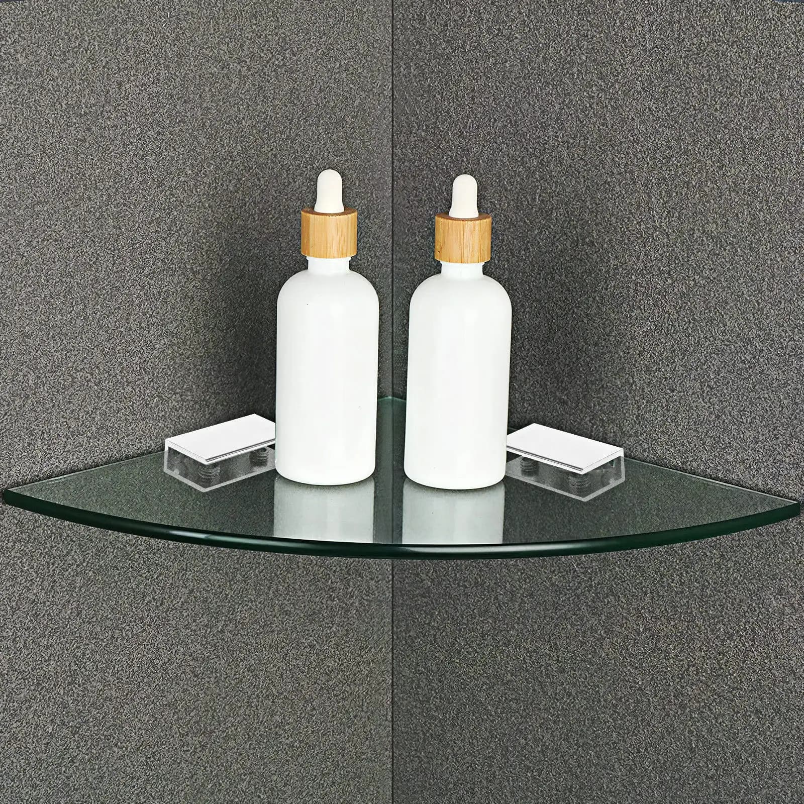 4 Pezzi Clip per Vetro in Lega di Zinco, Supporti Rettangolari per Specchio Doccia, Morsetti di Montaggio per Ripiani in Vetro da 8-10mm, per Bagno