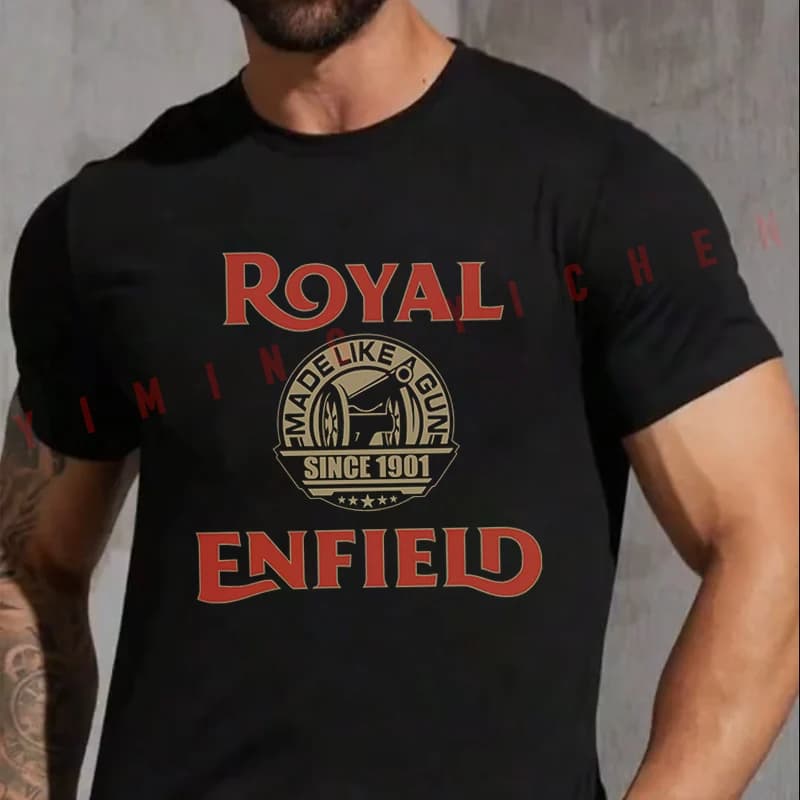 Motorcycle Royal Enfieid Riding Motorbike Men's Fashion T-shirt Casual Summer Comfortable Short Sleeve Tops