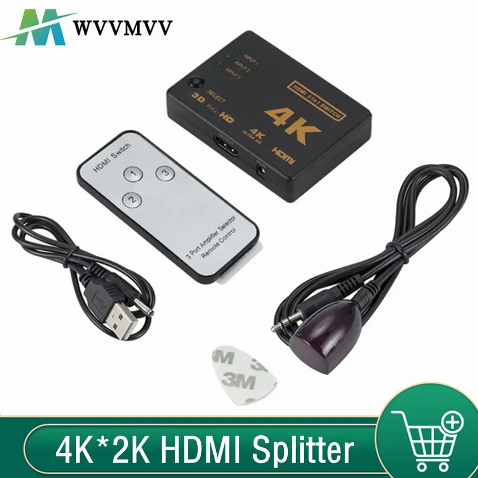 WvvMvv 4K * 2K 3D Mini 3 porte Switch compatibile HDMI 1.4b 4K Switcher Splitter 1080P 3 in 1 out Port Hub per DVD HDTV Xbox PS3 PS4