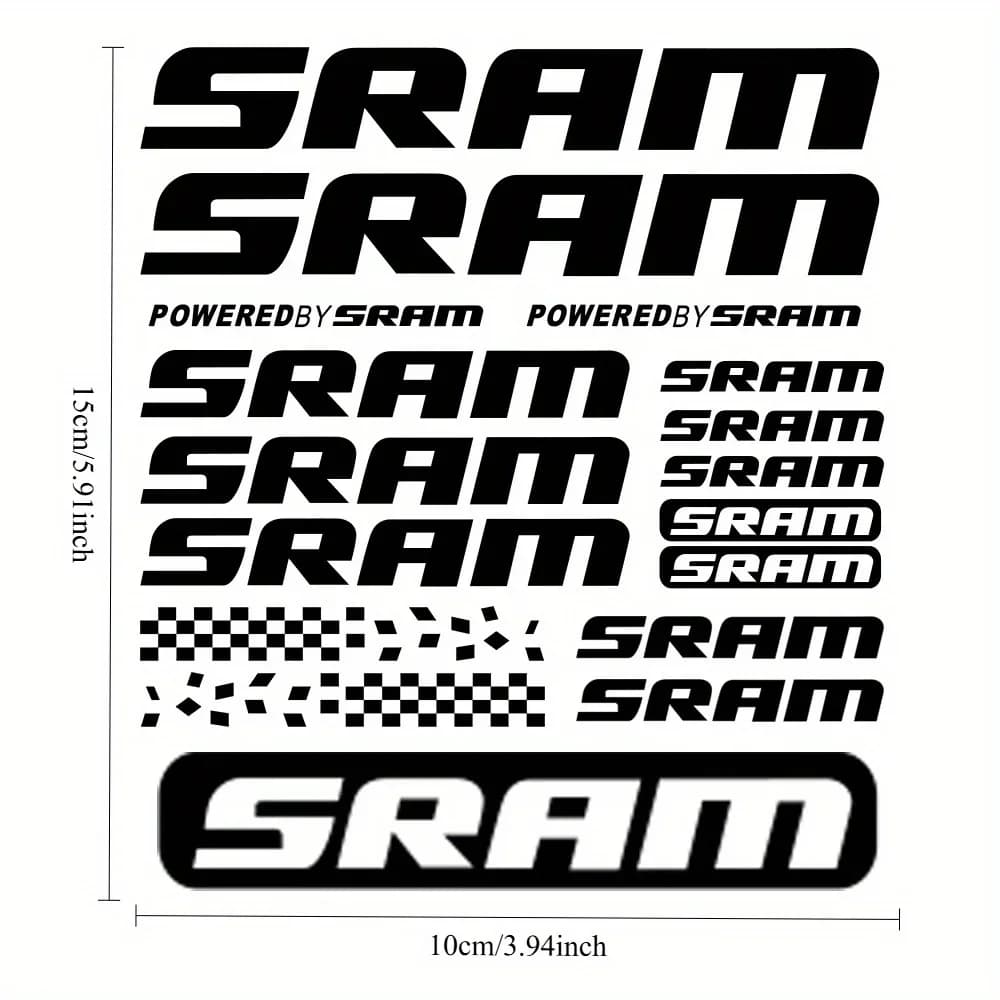 SRAM 2D Flat Stickers - For motorcycle helmets and bike frames, rainbow holographic PVC waterproof scratch-resistant