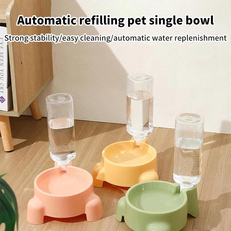 Bottiglia d'acqua per animali domestici Alimentazione automatica dell'acqua per una singola ciotola di acqua potabile Dispenser per ciotole per gatti per cuccioli Forniture per animali domestici