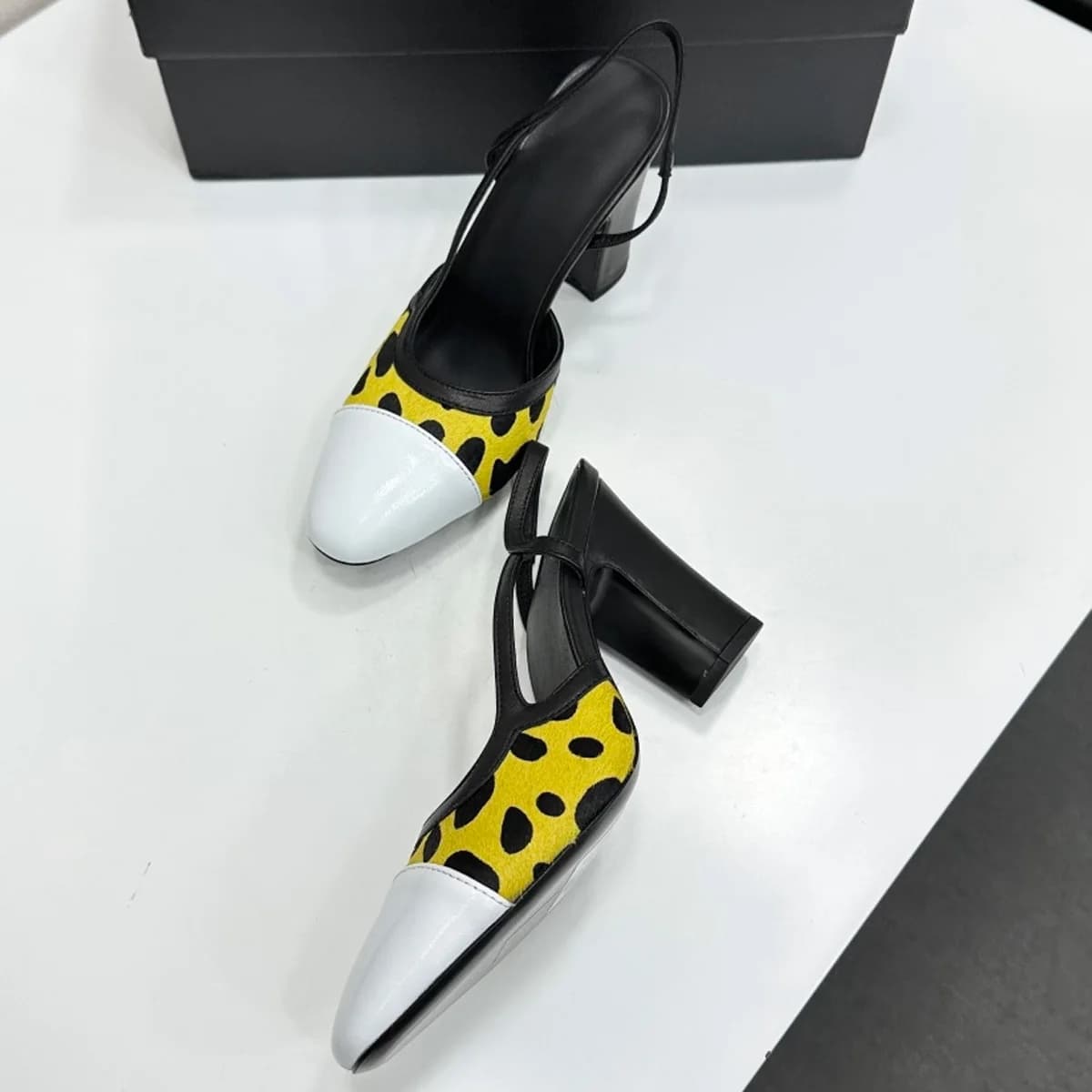 2026 Women's Leopard Print Calf Hair Slingback Block Heels, Fashion Slip-On Heels for Office & Date Wear YYT26060132