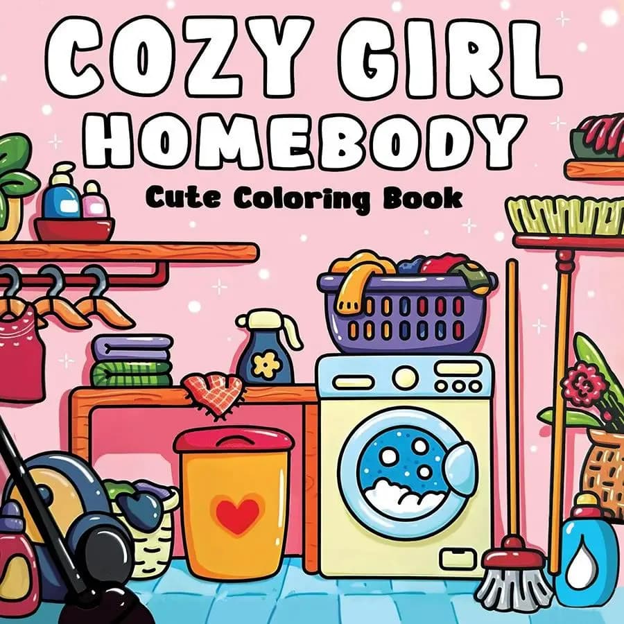 Cozy Girl Homebody Cute Coloring Book for Stress Relief Art Drawing Perfect Gift Party and Birthday