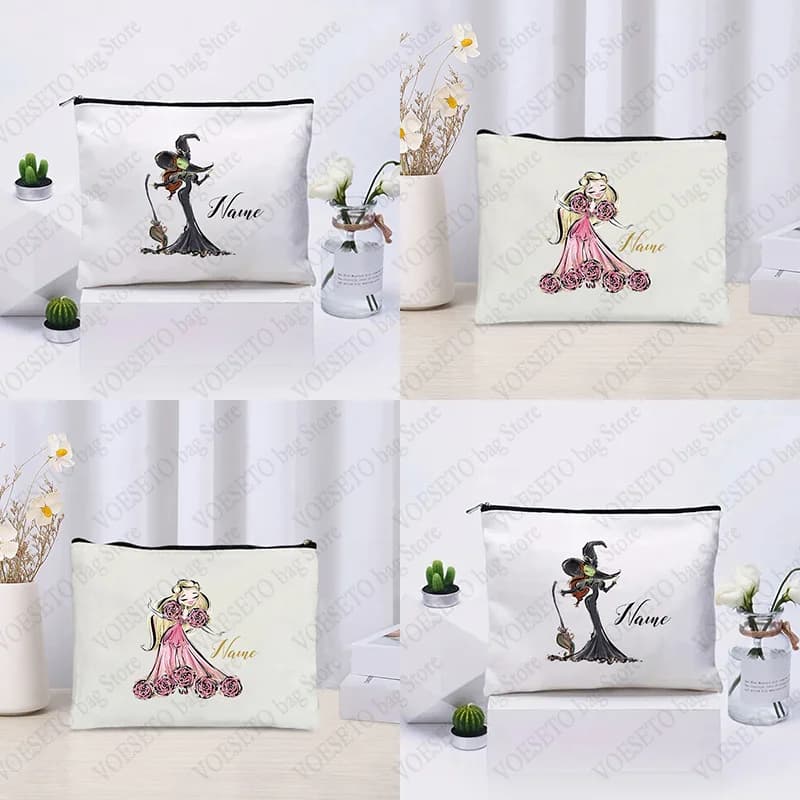 Wicked The Musical Borsa per il trucco con nome personalizzato Glinda Elphaba Regali per gli amanti dei musicali ispirati Borsa per cosmetici Fan del teatro musicale