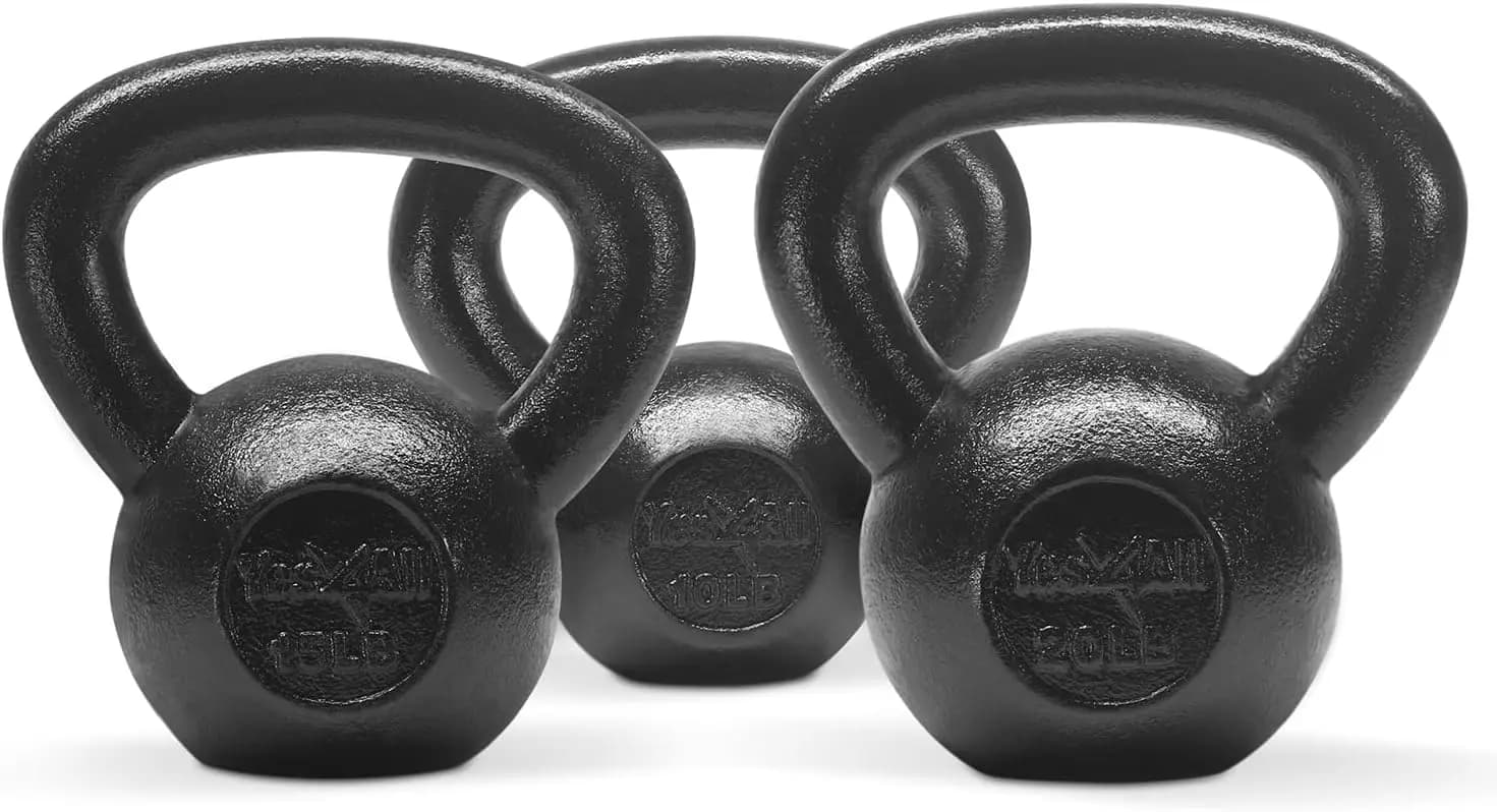 Set di Kettlebell in Ghisa, 5-30 LB, con Manici Larghi e Base Piatta per Allenamento di Forza a Casa