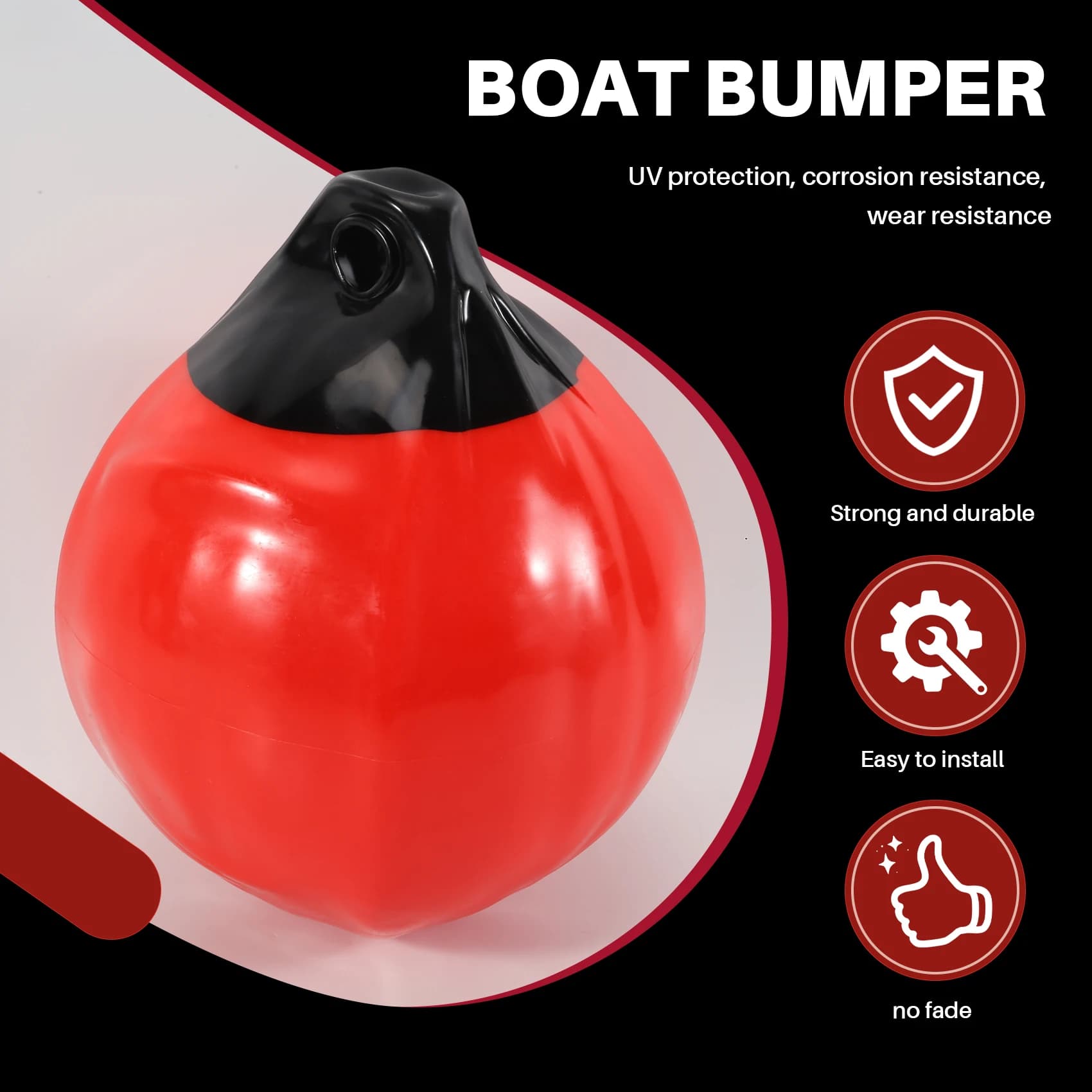 Heavy Duty PVC Boat Fender Ball Round Anchor Buoy Dock Bumper Ball Inflatable Protection Marine Mooring Buoy