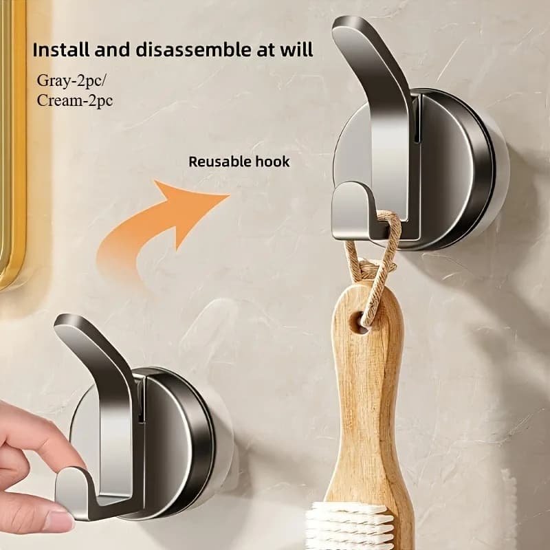 Ganci a ventosa alla moda 1pz/2pz, ganci in plastica riutilizzabili da parete, multiuso per bagno, cucina e stoccaggio quotidiano