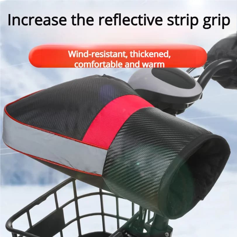 Manopole per manubrio moto Guanti antivento per bici elettriche caldi invernali con fodera e striscia riflettente resistente all'acqua ispessente