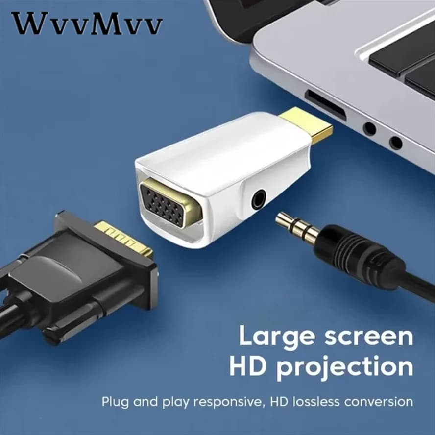 HDMI-compatible to VGA Cable Converter HDTV Male To Female VGA Converter Adapter 3.5 mm Jack Audio HD 1080P For PC Laptop Tablet