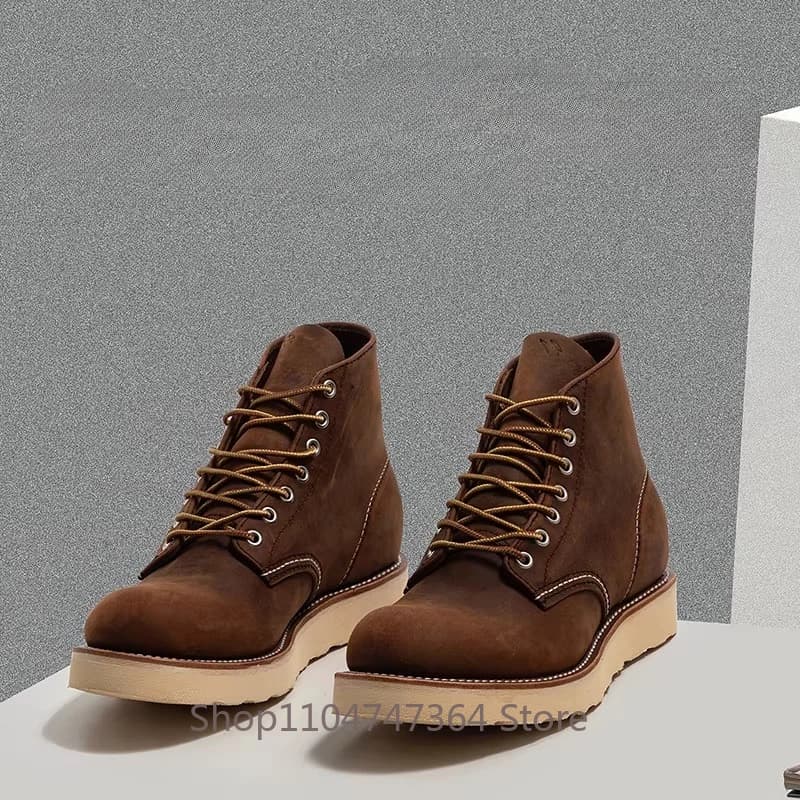 Stivali Chelsea Western in Pelle Bovina Fatti a Mano, Scarpe da Uomo con Suola Spessa, Stivali Casual da Escursionismo e Moto