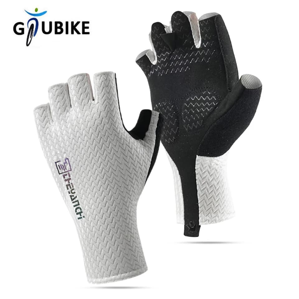 Guanti da ciclismo GTUBIKE a mezze dita, traspiranti, antiscivolo, per uomo e donna, con assorbimento degli urti, estivi
