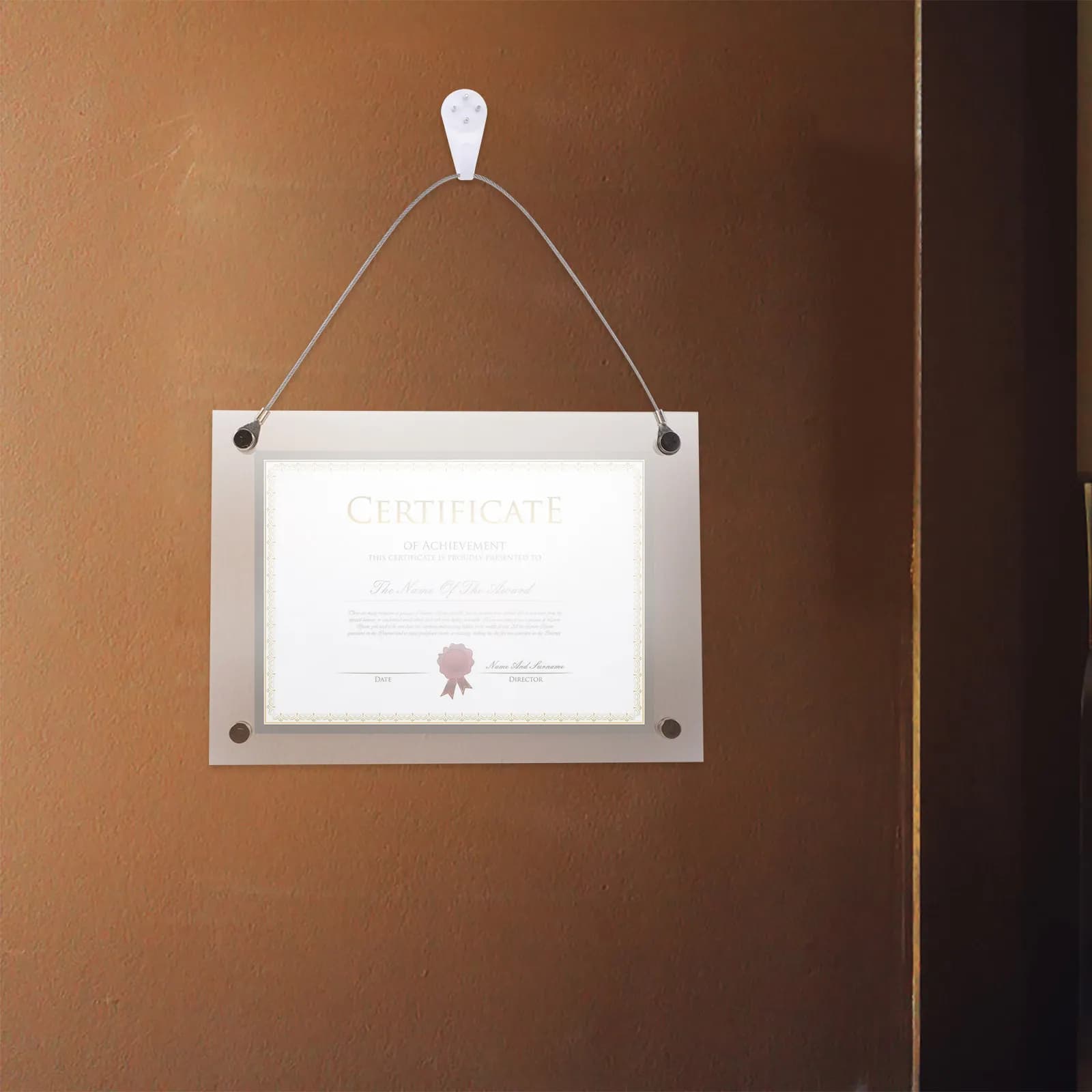 Cornice Portafoto in Acrilico Ecologico Premium, Leggera e Compatta, da Appendere per Decorazione Parete o Porta, per Foto e Certificati