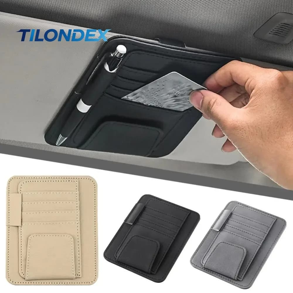 TILONDEX Car Sun Visor Organizer Multi-Pocket Business Card Storage Management Sunglasses Holder Visor Accessories Auto Interior