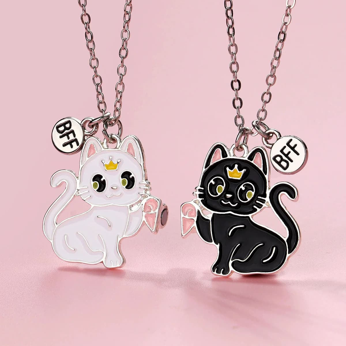 2 pezzi di simpatici gatti magnetici collana per le donne moda a forma di volpe animale cuciture ciondolo BFF migliori amici gioielli fidanzate regalo