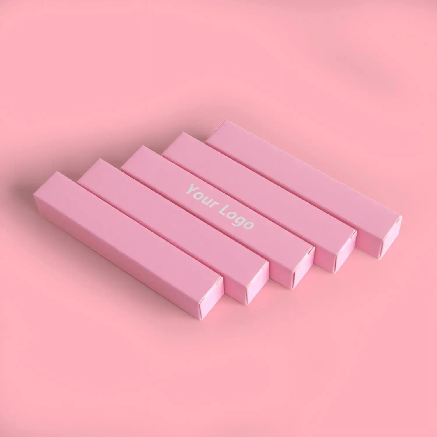 Scatole per Packaging di Lucidalabbra Rosa, Etichetta Privata, Scatole in Carta per Rossetto, Balsamo, Eyeliner, Porta Pennelli da Trucco in Cartone Bianco, Vendita all'Ingrosso 50 Pezzi