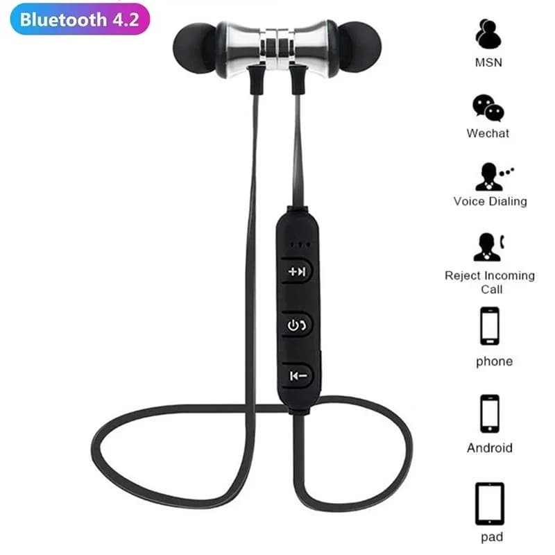 Bluetooth wireless headset with magnetic neck mounting, speaker headset with microphone, earphones with noise reduction for Xiaomi Samsung