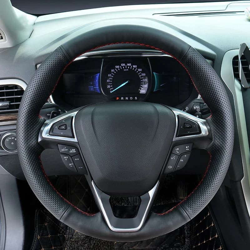 Coprivolante per auto in morbida pelle nera per Ford Mondeo Fusion EDGE 2013-2020 Galaxy 2016-2020 S-Max 2012-2020