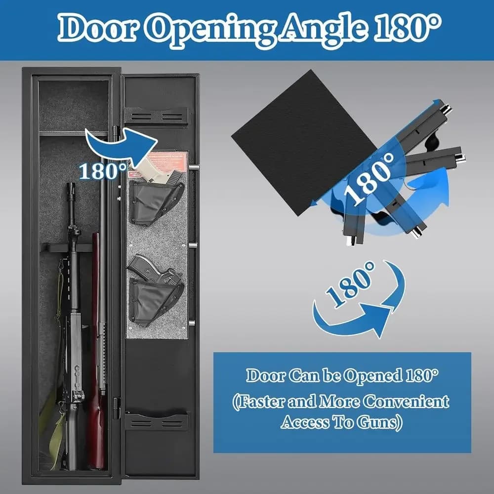 Cassaforte per 6 Pistole con Serratura a Combinazione e Ripiani Rimovibili 180 ° Sistema di allarme per porta con accesso completo, altezza 51,98 cm