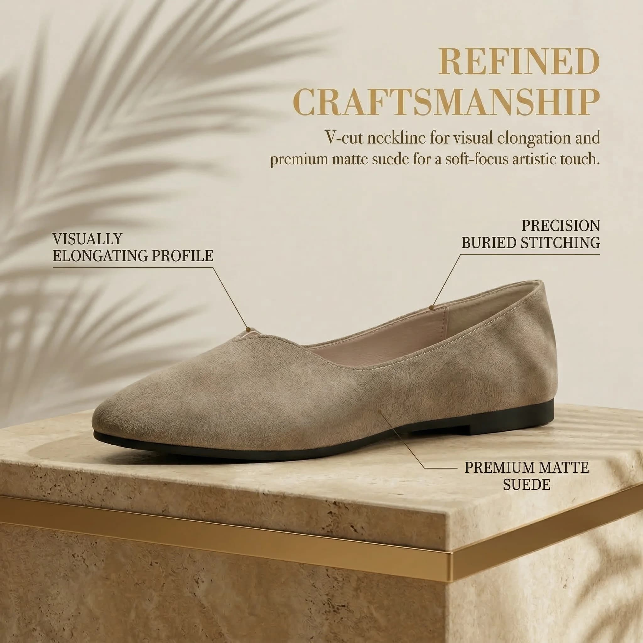 Scarpe da donna in pelle scamosciata, piatte, con punta a V, slip-on, suola morbida, casual, per tutti i giorni, da ufficio, stile ballerine.