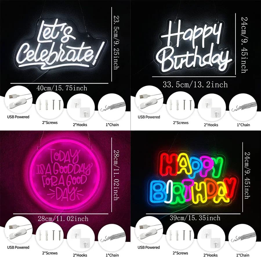 Utilizzato come lampada da parete per stanze, riunioni di famiglia e feste di compleanno, insegna al neon con tema di compleanno, arredamento estetico sul muro